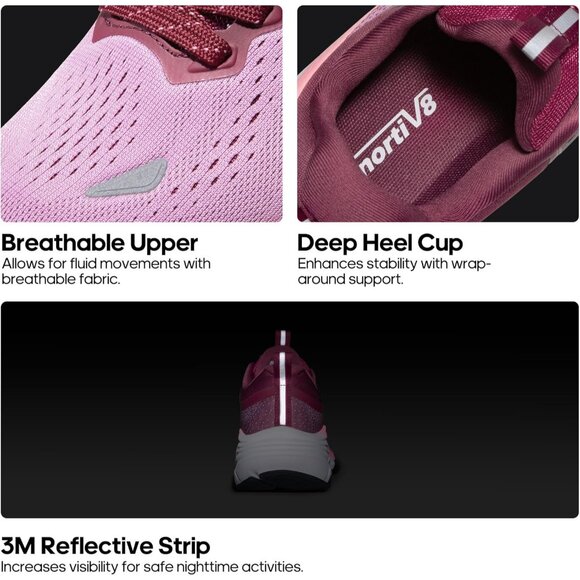 Nortiv 8 Women's Pink Walking Shoes Cushioned Non-Slip Breathable Sneakers - Picture 7 of 9